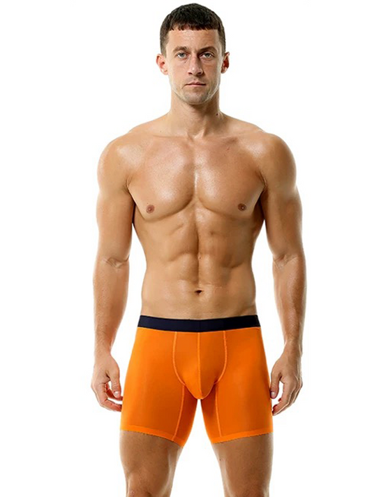 Men's Ice Silk Athletic Long Boxer Briefs