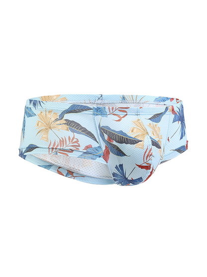 Men's Sexy Botanical Printed Mesh Underwear