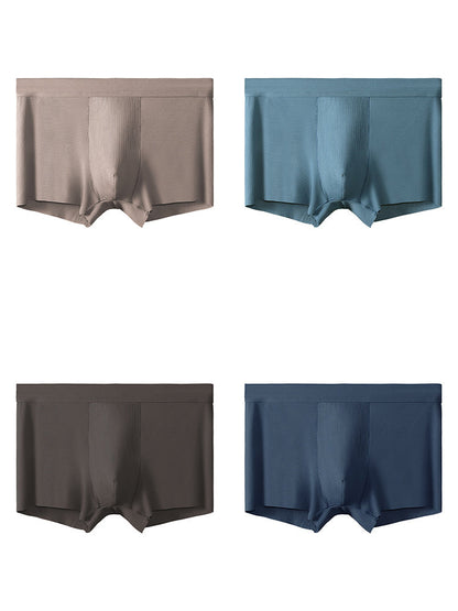 4 Pack Men's Ice Silk Seamless Trunks Underwear