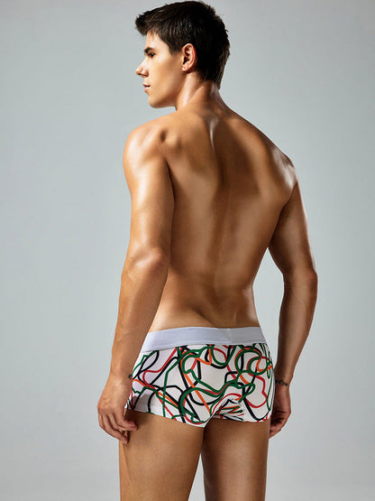 2 Pack Men's Comfortable Breathable Messy Lines Polyester Boxer Briefs