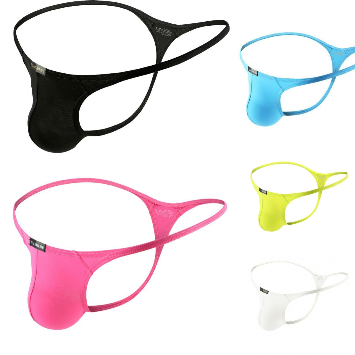 Breathable Solid Color Men's Thong Low Waist Seamless T-back Underwear for Daily Wear