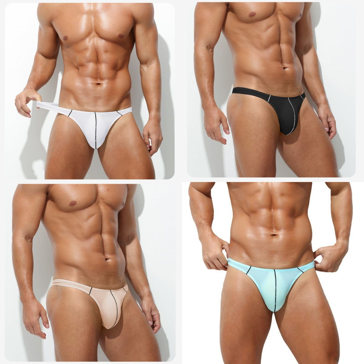 Men's Sexy Low Rise Thong Underwear - 3D U-Pouch T-Back
