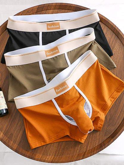 3 Pack Men's Elephant Trunks Gun and Bullet Separation Solid Color Cotton Sexy Boxer Briefs