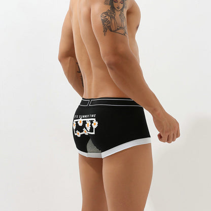 Men's Printed Cotton Low-Rise Bulge Pouch Boxer Briefs