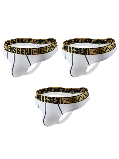 3 Pack Men's Sexy Thong Soft Breathable T-Back Briefs Seamless Briefs