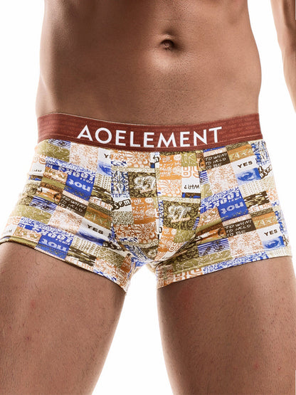 6 Pack Men's U Convex Modal Print Breathable Trunks