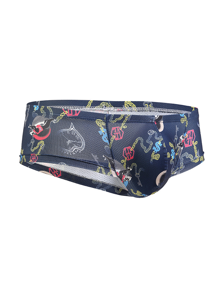 Men's Sexy Botanical Printed Mesh Underwear