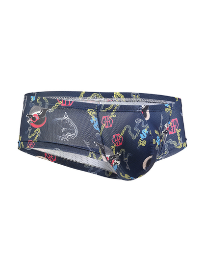 Men's Sexy Botanical Printed Mesh Underwear