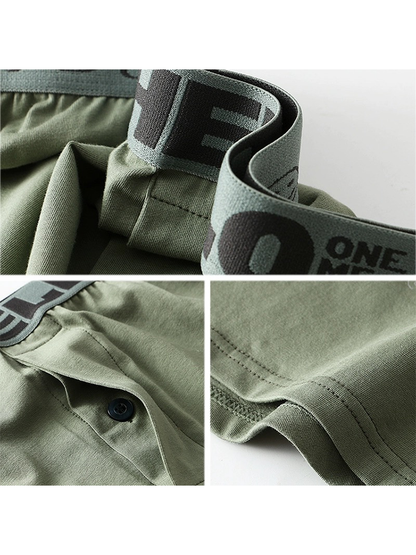 2 Pack Men's Woven Cotton Boxer Shorts With Button Fly