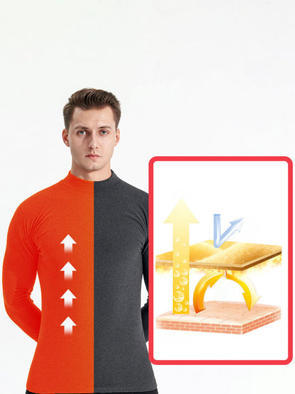 Mid-neck Men's Fleece Warm Bottoming Top T-shirt