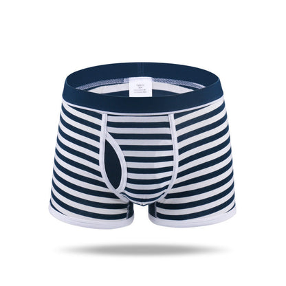 Men's Striped Cotton Sports Boxer Briefs