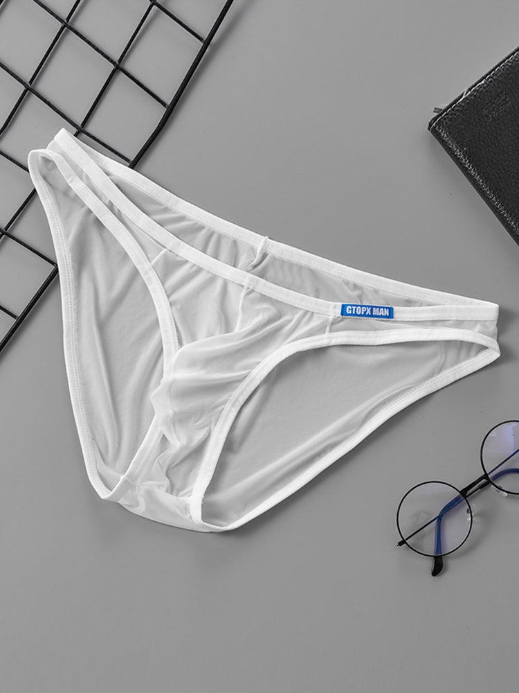 2 Pack Men's Thin Ice Silk Face Mask Fabric U-Convex Sexy Semi-Transparent Bikini