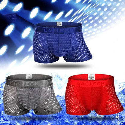 3Pcs Men's Mesh Thin Ice Silk Underwear