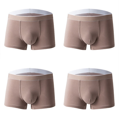 4Pcs Men's Cotton Solid Mid-rise Trunks