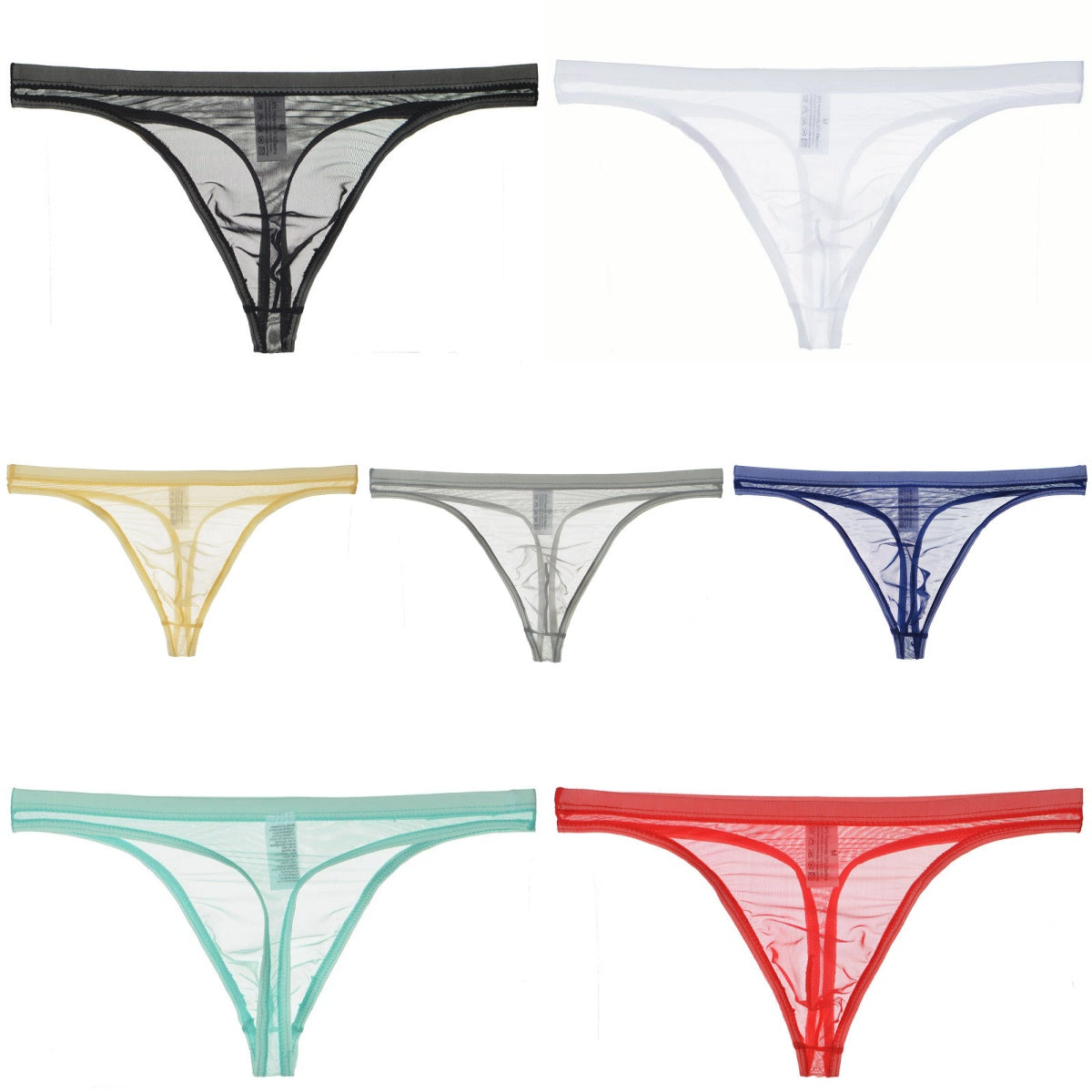 Men's Sexy Silk Mesh Bikini Thin Thong