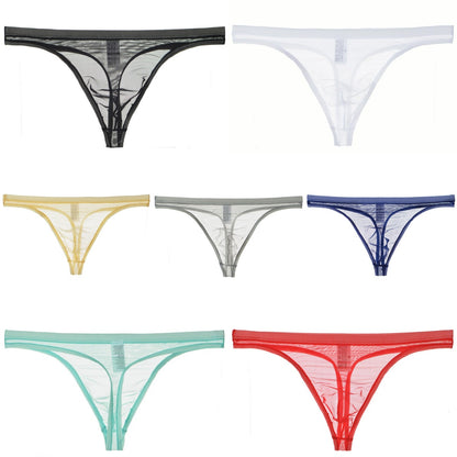 Men's Sexy Silk Mesh Bikini Thin Thong