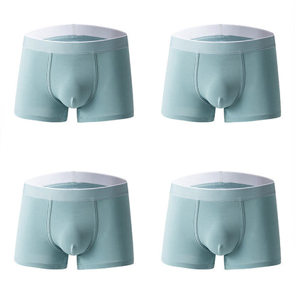 4Pcs Men's Cotton Solid Mid-rise Trunks