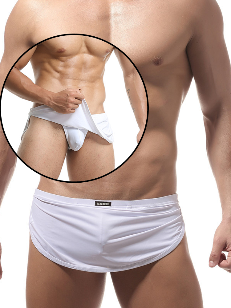Men's Sexy Side Split  Boxers With Support Pouch