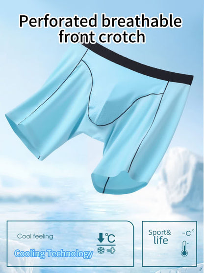 Men's Sports Anti-Chafing Ice Silk Quick-Dry Boxers Briefs & Midway Briefs