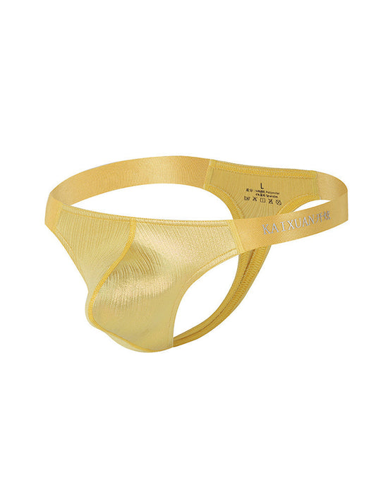 3 Pack Men's Low Waist Transparent Sexy Large Pouch Ice Silk Thong