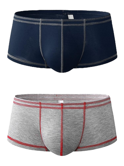 2 Pack Men's Sporty Breathable U Convex Pouch Trunks