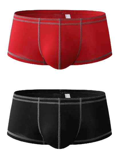 2 Pack Men's Sporty Breathable U Convex Pouch Trunks