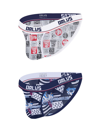 2 Pack Men's Breathable Ice Silk High-Cut Printed Bikini