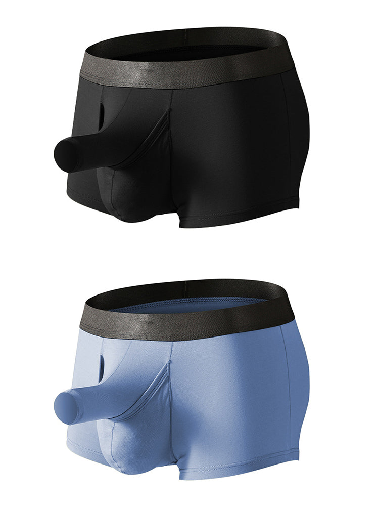 Men's Dual Ball Pouch Trunks With Fly Front