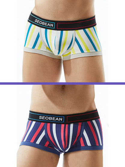 2 Pack Colorful Striped U Convex Pouch Underwear