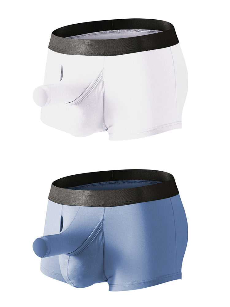 Men's Dual Ball Pouch Trunks With Fly Front