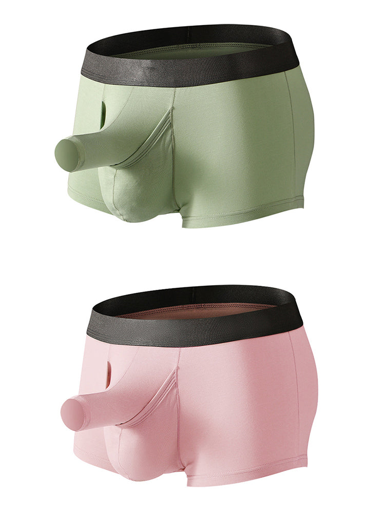 Men's Dual Ball Pouch Trunks With Fly Front