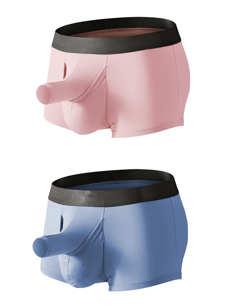 Men's Dual Ball Pouch Trunks With Fly Front