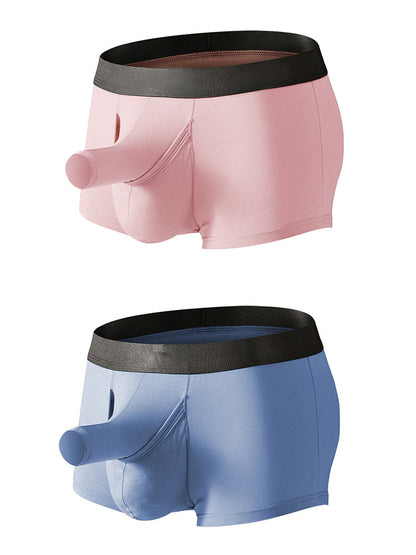 Men's Dual Ball Pouch Trunks With Fly Front