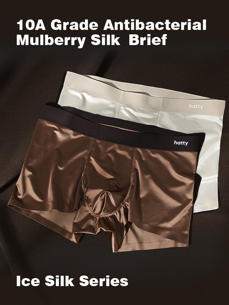 Elegant Men's Mulberry Silk Boxer Briefs - Antimicrobial Ice Silk Underwear