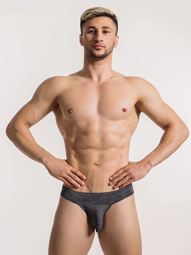 2 Pack Ball Support Pouch Ribbed Men's Bikini Underwear