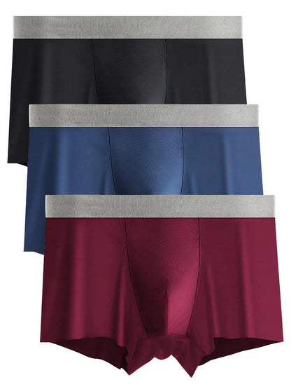 3 Pack Men's Solid Color Lightweight Comfortable Breathable Seamless Trunks