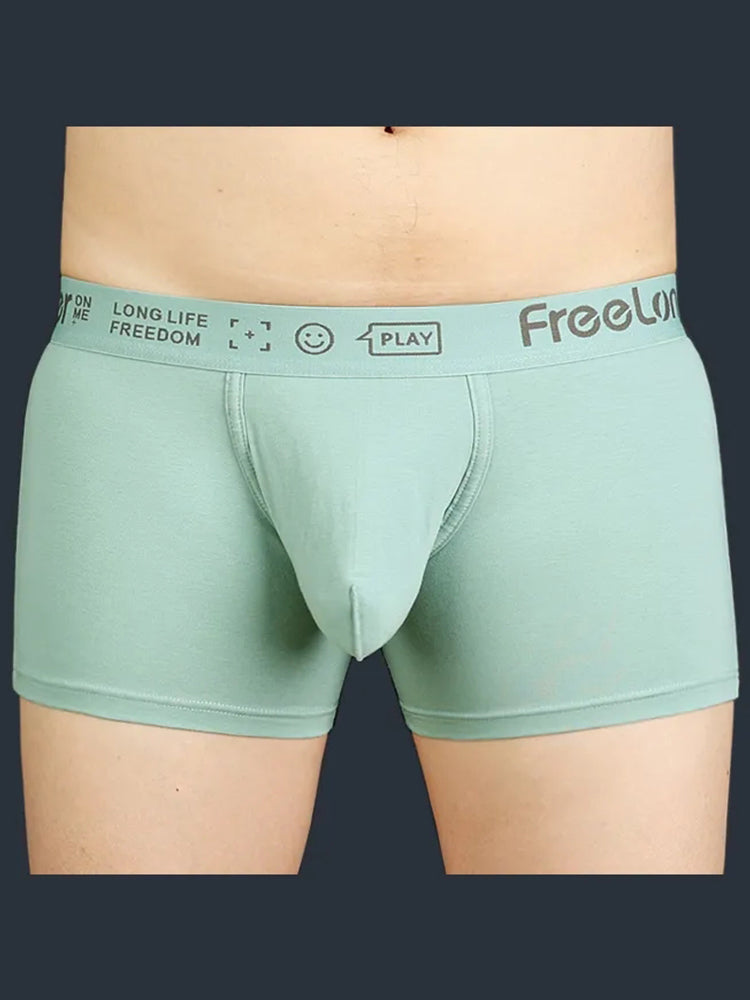 FreeLonger Men's Soft Cotton Big Pouch Trunks