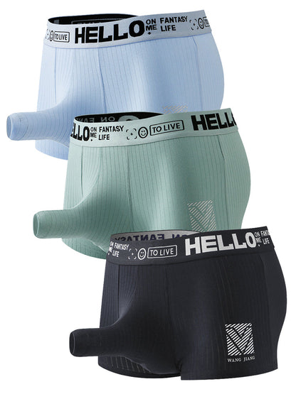 Men's Separate Pouch Cotton Trunks With Fly Front