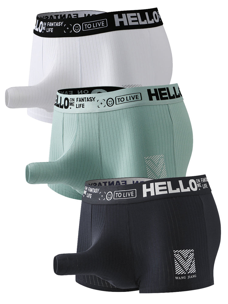 Men's Separate Pouch Cotton Trunks With Fly Front