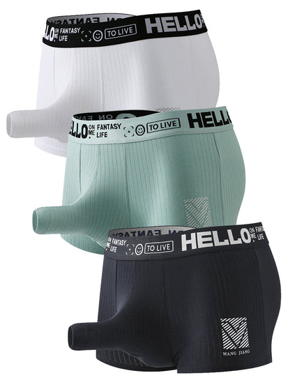 Men's Separate Pouch Cotton Trunks With Fly Front