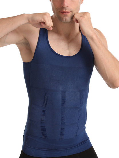 Mens Waist Body Shaper Vest T-Shirt Tank Tops