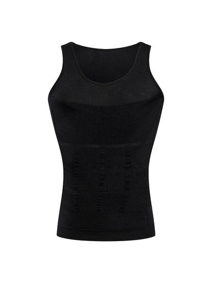 Mens Waist Body Shaper Vest T-Shirt Tank Tops