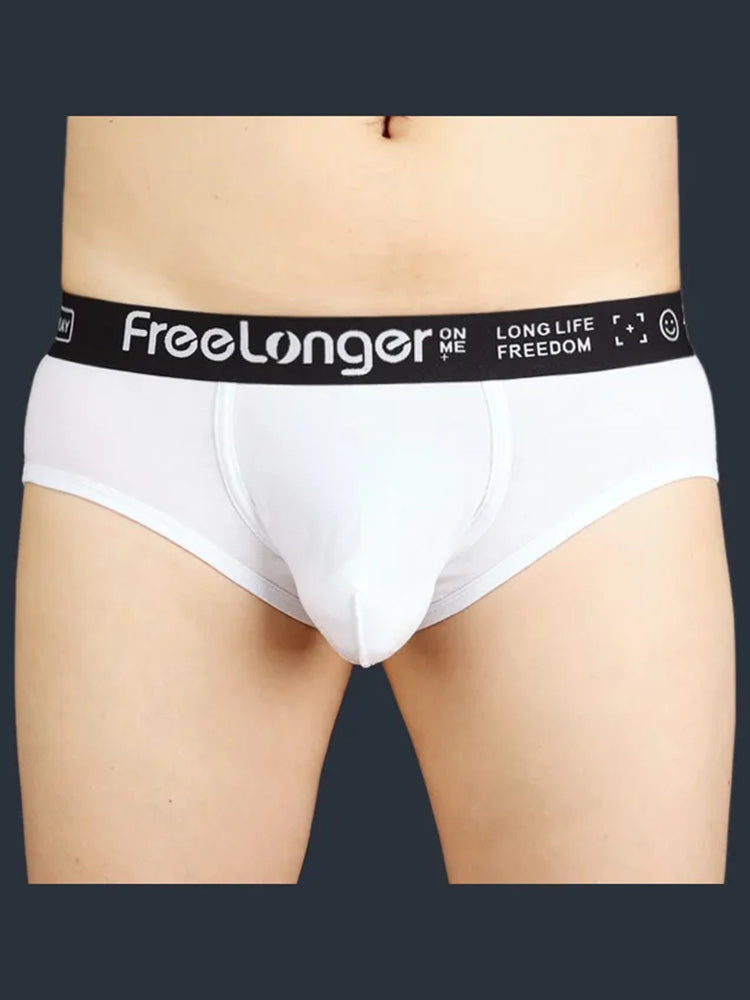 FreeLonger Men's Soft Cotton Big Pouch Trunks