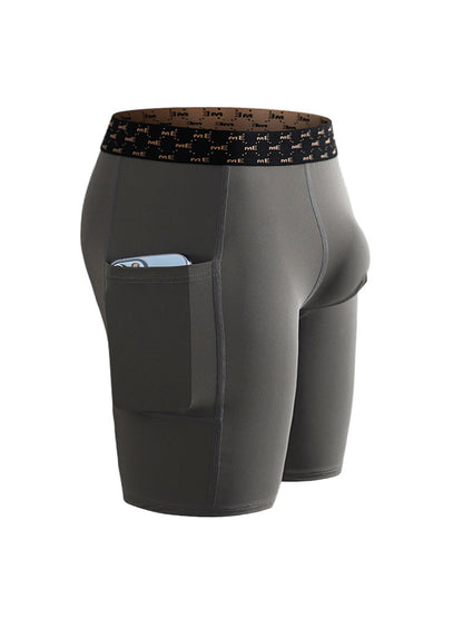 2 Pack Men's Compression Boxer Shorts with Side Pocket