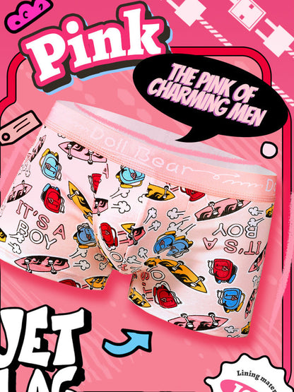 4 Pack Men's Cartoon Cotton Anti-Bacterial Boxer Briefs