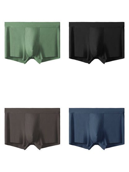 4 Pack Men's Ice Silk Seamless Trunks Underwear