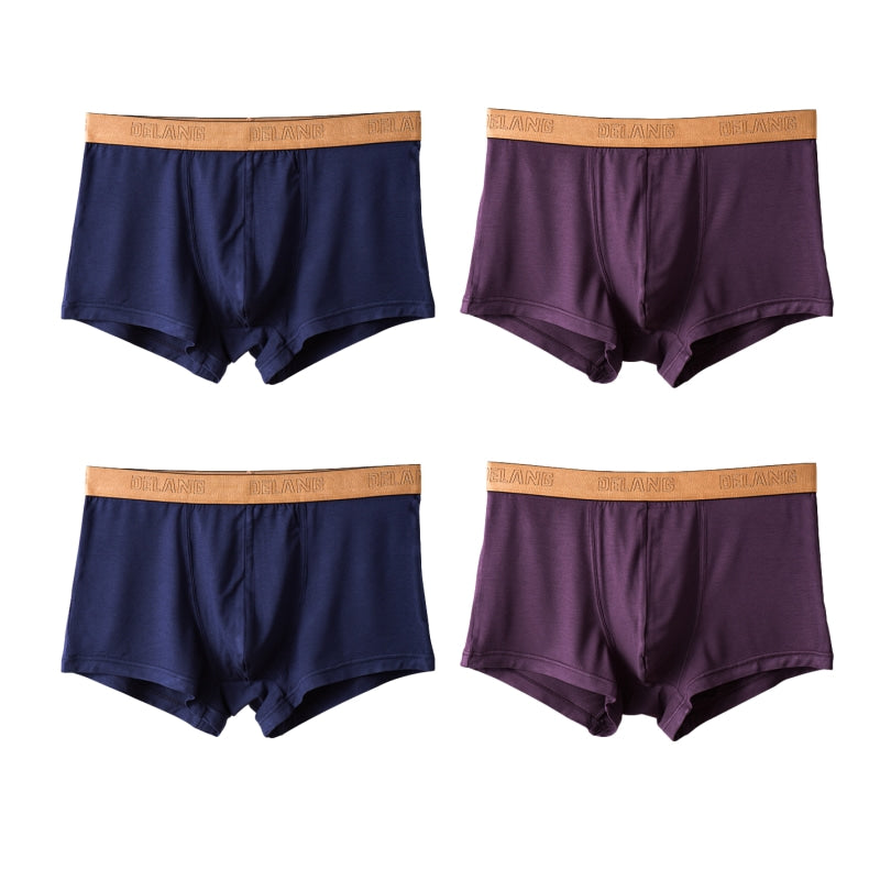 Modal Ultra-soft Solid Mid-waist Men's Boxer Briefs