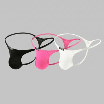 Breathable Solid Color Men's Thong Low Waist Seamless T-back Underwear for Daily Wear