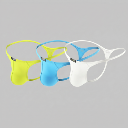 Breathable Solid Color Men's Thong Low Waist Seamless T-back Underwear for Daily Wear