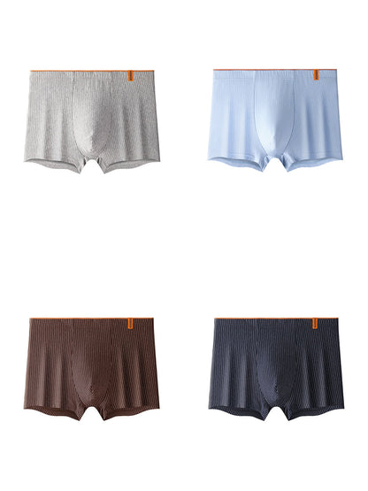 4 Pack Men's Striped Printed Breathable Cotton Trunks